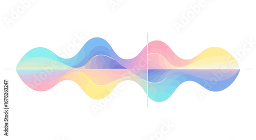 Abstract Pastel Waveform Illustration for Audio Visualization, Data Representation, and Creative Design Projects Targeting Modern Communication and Technological Innovation