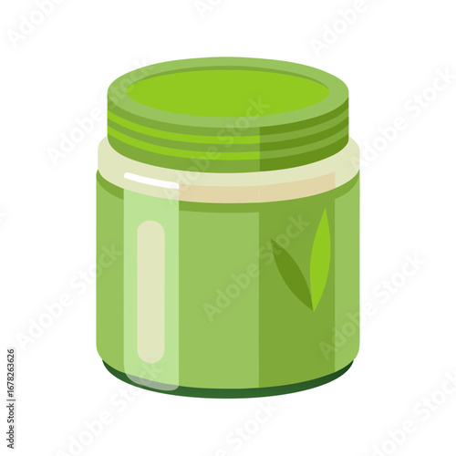 glass jar with green cream