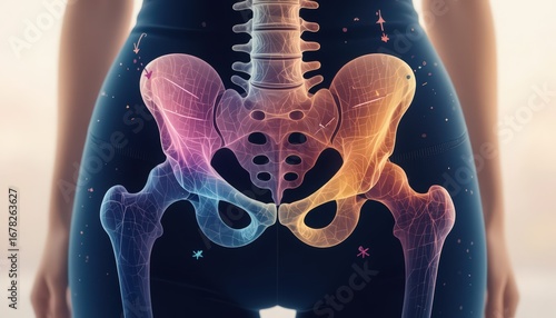 3D pelvic model on a tabletop. Ideal for teaching pelvic alignment, SI joint mechanics, and postpartum rehab. Neutral clinical setting