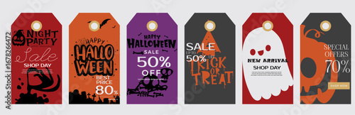 vector illustration of a Halloween discount sale labels price tag