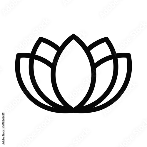 Elegant black line art lotus flower symbolizing purity peace and enlightenment