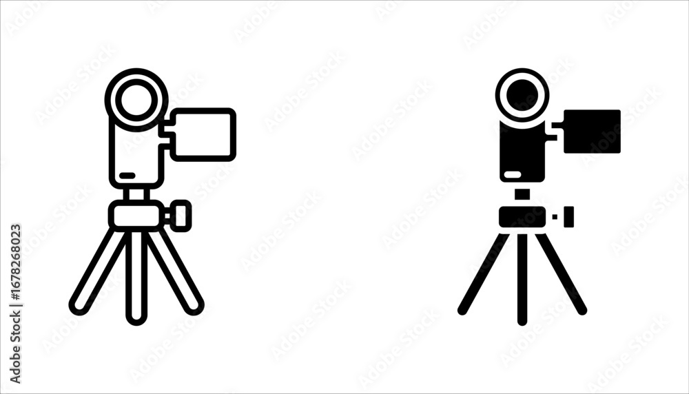 Obraz premium Tripod icon set in line style. Perfect for website mobile app presentation, vector illustration on white background