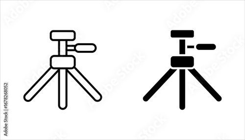 Tripod icon set in line style. Perfect for website mobile app presentation, vector illustration on white background