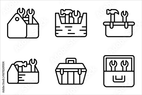 Toolbox icon set. carpenter toolkit icon. hardware tool box sign vector illustration on white background