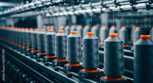 High tech textile manufacturing factory modern industrial production line yarn spools thread industry machinery equipment automation technology advanced manufacturing process textile industry
