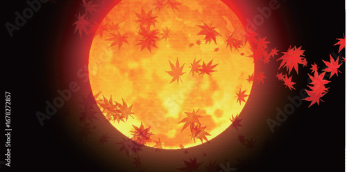 紅葉　月　もみじ　秋　背景	