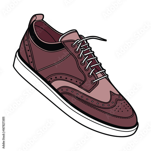 Fashionable Brown Derby Shoe with White Sole