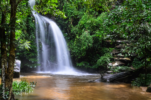 Mon Tha Than Waterfall or Montha Than Waterfall in the rainy season at Doi Suthep-Pui National Park,Chiang mai, Northern Thailand.