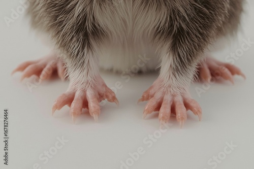 Baby rodent paws, close-up, white background, studio shot, pet care