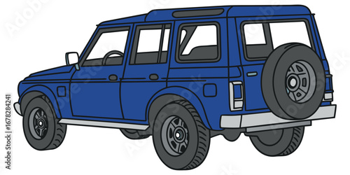 Rugged blue SUV with spare tire ready for adventure, perfect for travel and off-road exploration