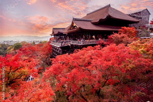 The most beautiful viewpoint of Kiyomizu-dera is a popular tourist destination in Kyoto City, Japan.