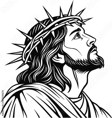 Jesus Christ vector design, Christian vector design, Catholic vector, Jesus Silhouette vector design