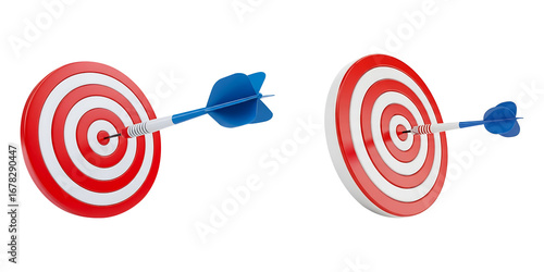 Two dartboards hit by darts symbolizing precision and aim in competition transparent background