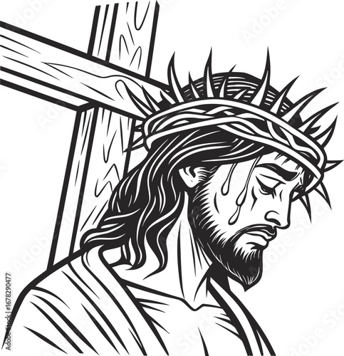Jesus Christ vector design, Christian vector design, Catholic vector, Jesus Silhouette vector design