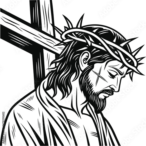 Jesus Christ vector design, Christian vector design, Catholic vector, Jesus Silhouette vector design