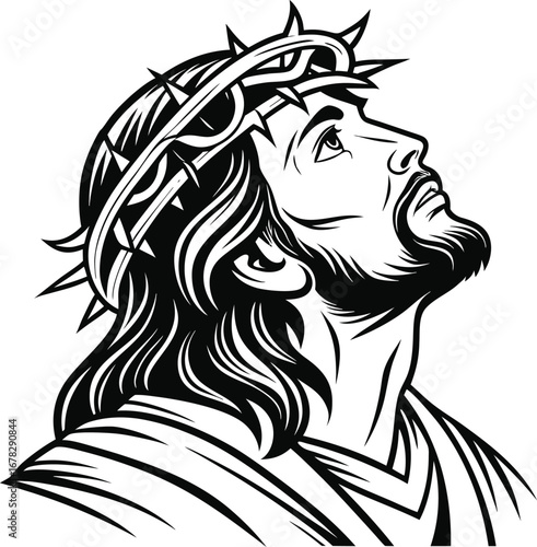 Jesus Christ vector design, Christian vector design, Catholic vector, Jesus Silhouette vector design