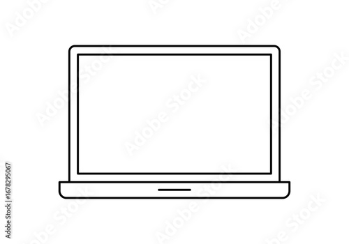 Icono negro de ordenador portátil en fondo blanco