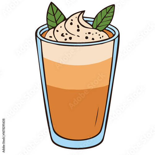Chai Latte hot milk tea drink with lemongrass leaf