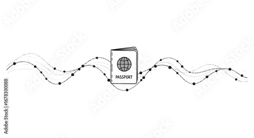Passport with a wavy line and dots
