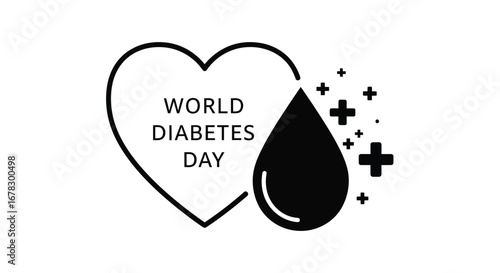 World diabetes day symbol with heart and blood drop