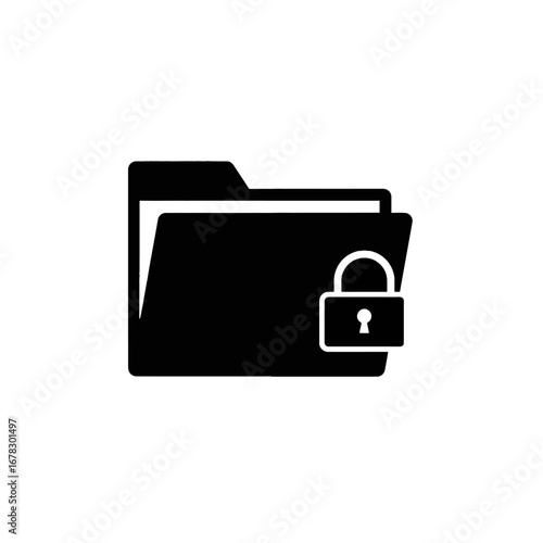 Secure digital data storage represented by a locked folder icon, symbolizing privacy, security, and protection of sensitive information, ideal for business and technology concepts