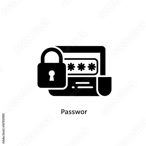 Secure password protection with a padlock icon, representing data encryption and online security for safe digital access and privacy, safeguarding sensitive information