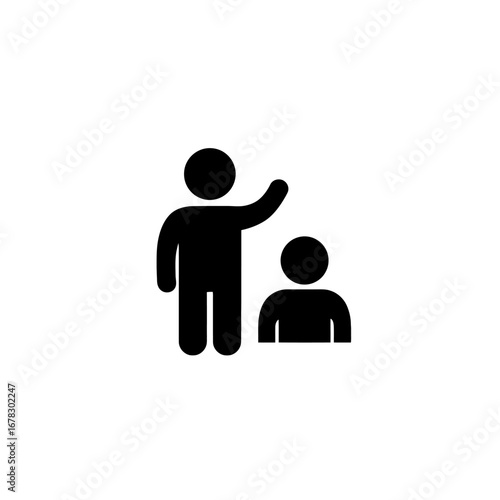 Simple illustration of a parent and child, depicting family, education, guidance, mentoring, and support in a minimalist style, perfect for various design projects