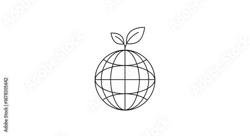 Globe with sprouting leaves icon