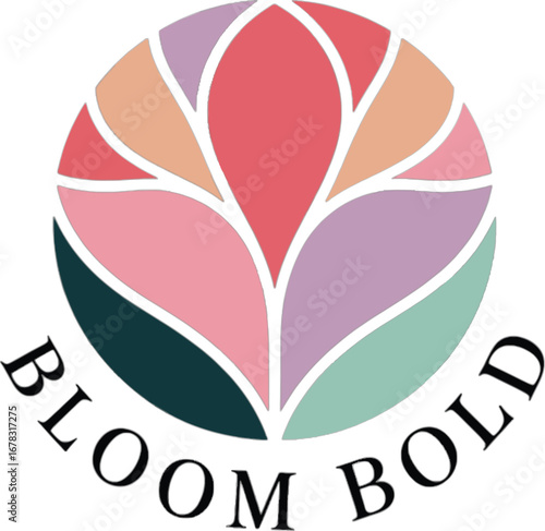 Bloom Bold text with circular floral petal design lettering typography
