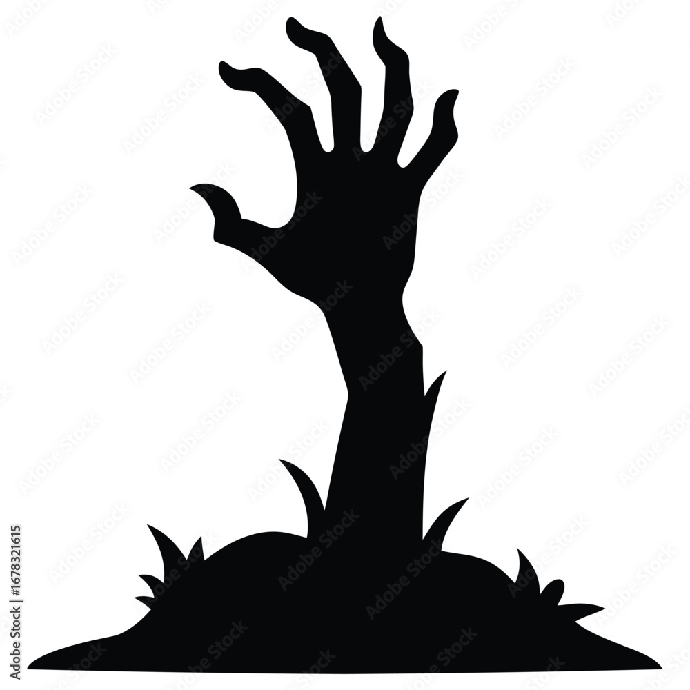 Ταπετσαρία Halloween Zombie Hand Silhouette Printable Vector Illustration Creepy Scary Horr