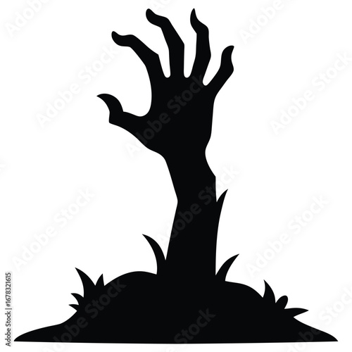 Halloween Zombie Hand Silhouette Printable Vector Illustration Creepy Scary Horror Rising Ground Decoration Graphic EPS