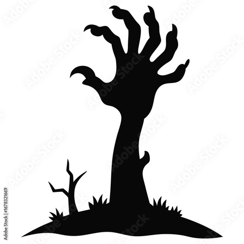 Halloween Zombie Hand Silhouette Printable Vector Illustration Creepy Scary Horror Rising Ground Decoration Graphic EPS