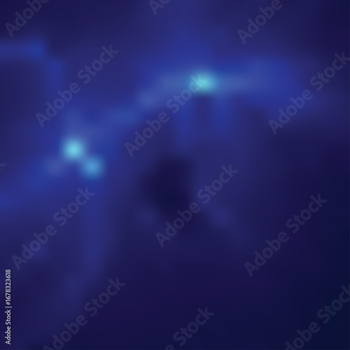 Abstract glowing blue light flares and bokeh on a dark background