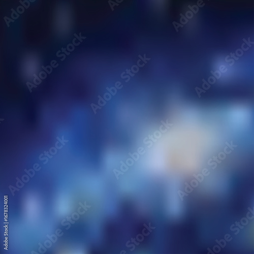 Abstract blue and white bokeh background with glowing lights