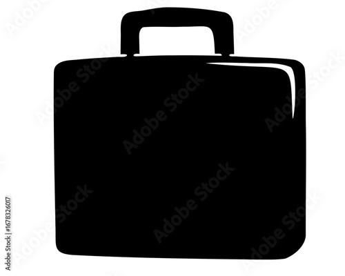 Stylized illustration of a black briefcase with a thick, curved handle