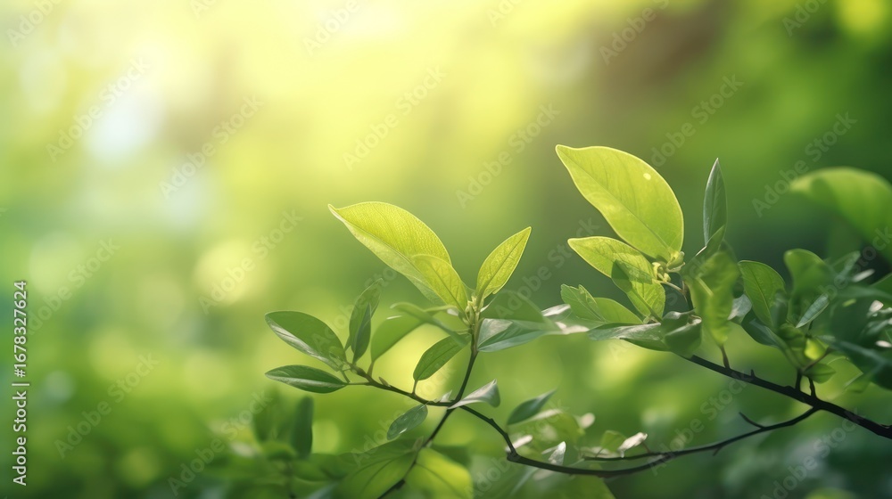 Obraz premium detailed high resolution macro shot, lush green leaves, soft bokeh background, golden hour natural lighting, intricate leaf veins and textures, vibrant rich colors, photograph