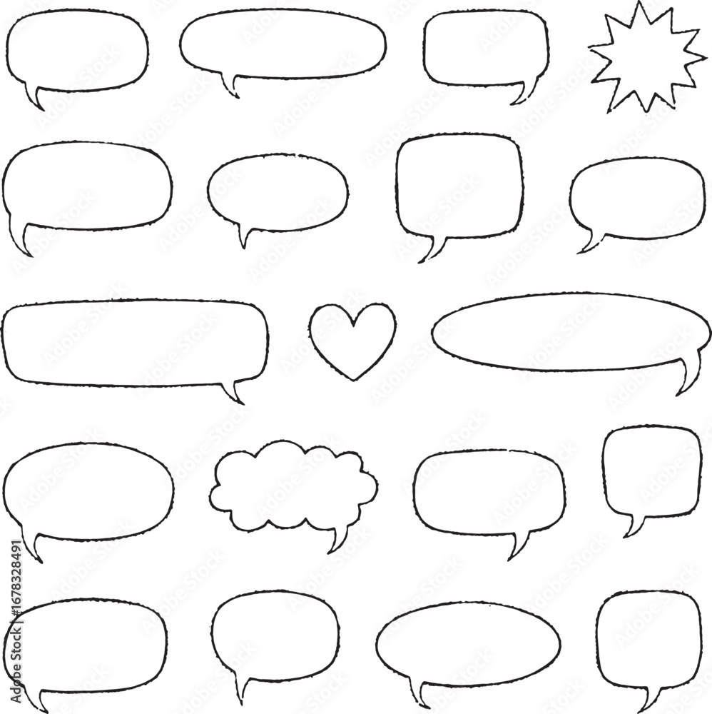 Fototapeta premium Collection of various speech bubbles isolated on white background