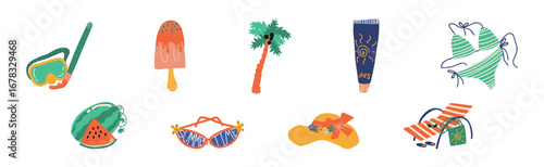 Travel and Vacation Object and Symbol Vector Set