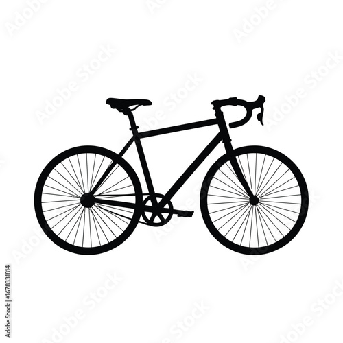 Black bicycle silhouette with spokes and handlebars wheels