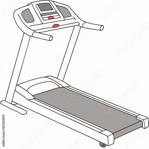 Modern white treadmill with grey running belt and console for home gym workouts