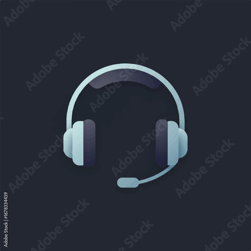 Light blue headset on a dark background perfect for technology blogs, podcasting websites, and musicrelated content creation.