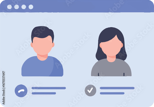 Profile window with faceless avatar images perfect for social media, forums, websites, or any platform requiring user profile images.