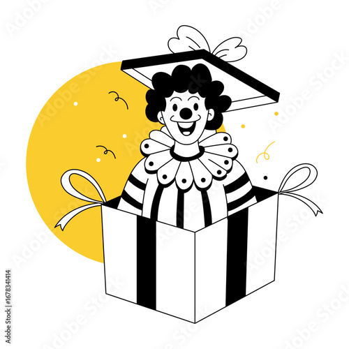 A sketchy style illustration showing a surprise box
