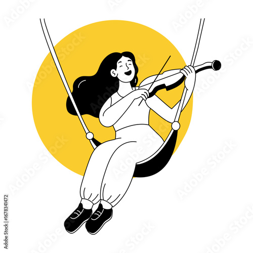 A hand drawn style illustration showing a violinist
