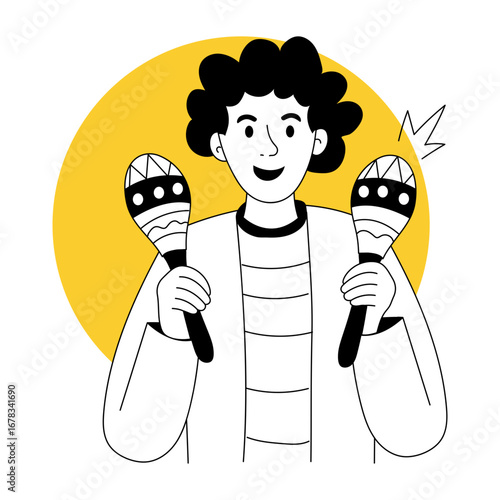 A sketchy style illustration showing a character shaking maracas
