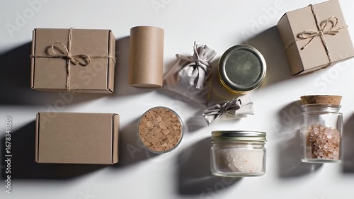 Rustic Kraft Paper Packaging on White Background