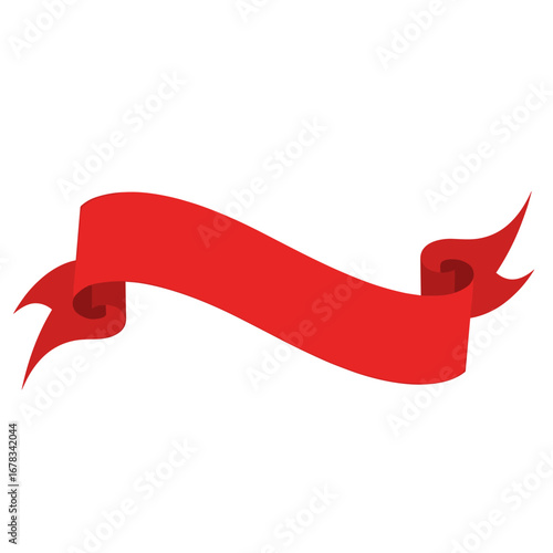 Elegant red ribbon banner with curling ends for decorative and promotional use