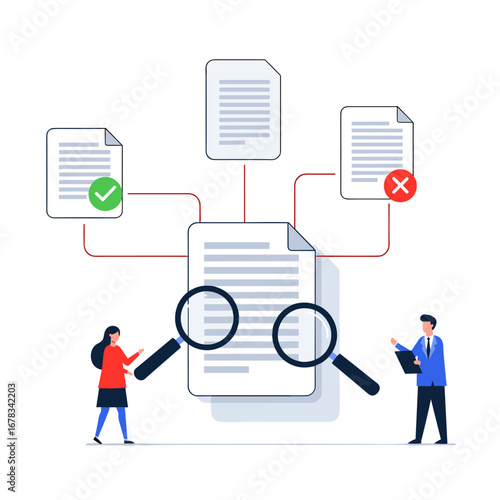 Visualizing the process of document analysis and data verification for effective decision making
