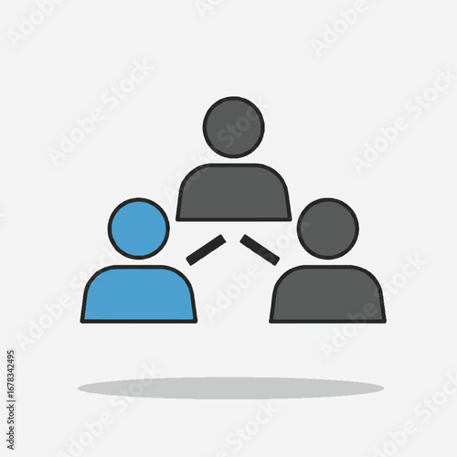 Network icon linking three human figures. Ideal for social media, networking, diversity, teamwork, tech, and communication designs and concepts.