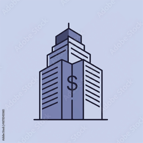 Structure featuring a dollar sign on faade, perfect for financial concepts, business presentations, real estate advertisements, and economic graphics.